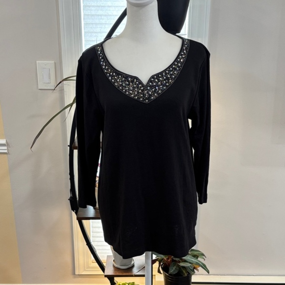 Rafaella Embellished Black Women's Top size MP